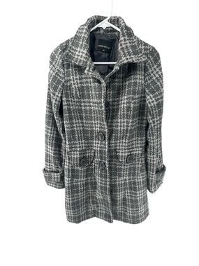Poetry Clothing Black & White Tweed Plaid Button Down Jacket Women's Size Medium